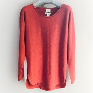 Telluride  💯 Extrafine Merino Wool Terracotta Sweater Boat Neck High Low Size M